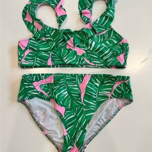 Lilly Pulitzer Green and Pink Bikini Tropical Swimwear